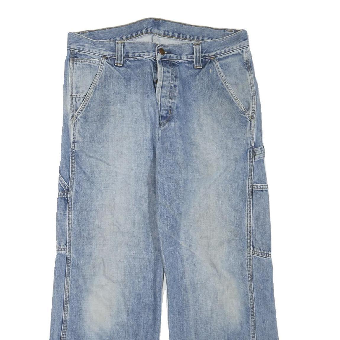 CARHARTT Mens Jeans Blue Regular Straight Denim Light W34 L28 Workwear Zip