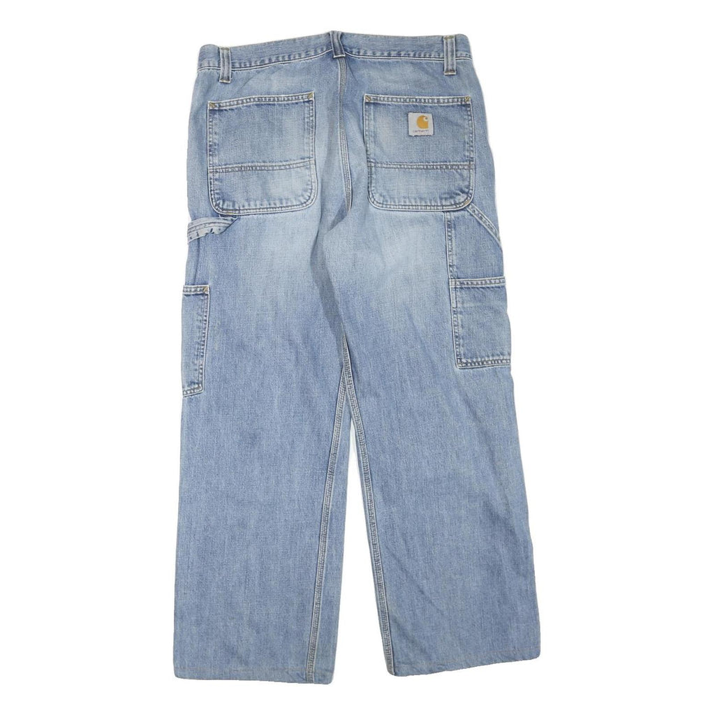 CARHARTT Mens Jeans Blue Regular Straight Denim Light W34 L28 Workwear Zip
