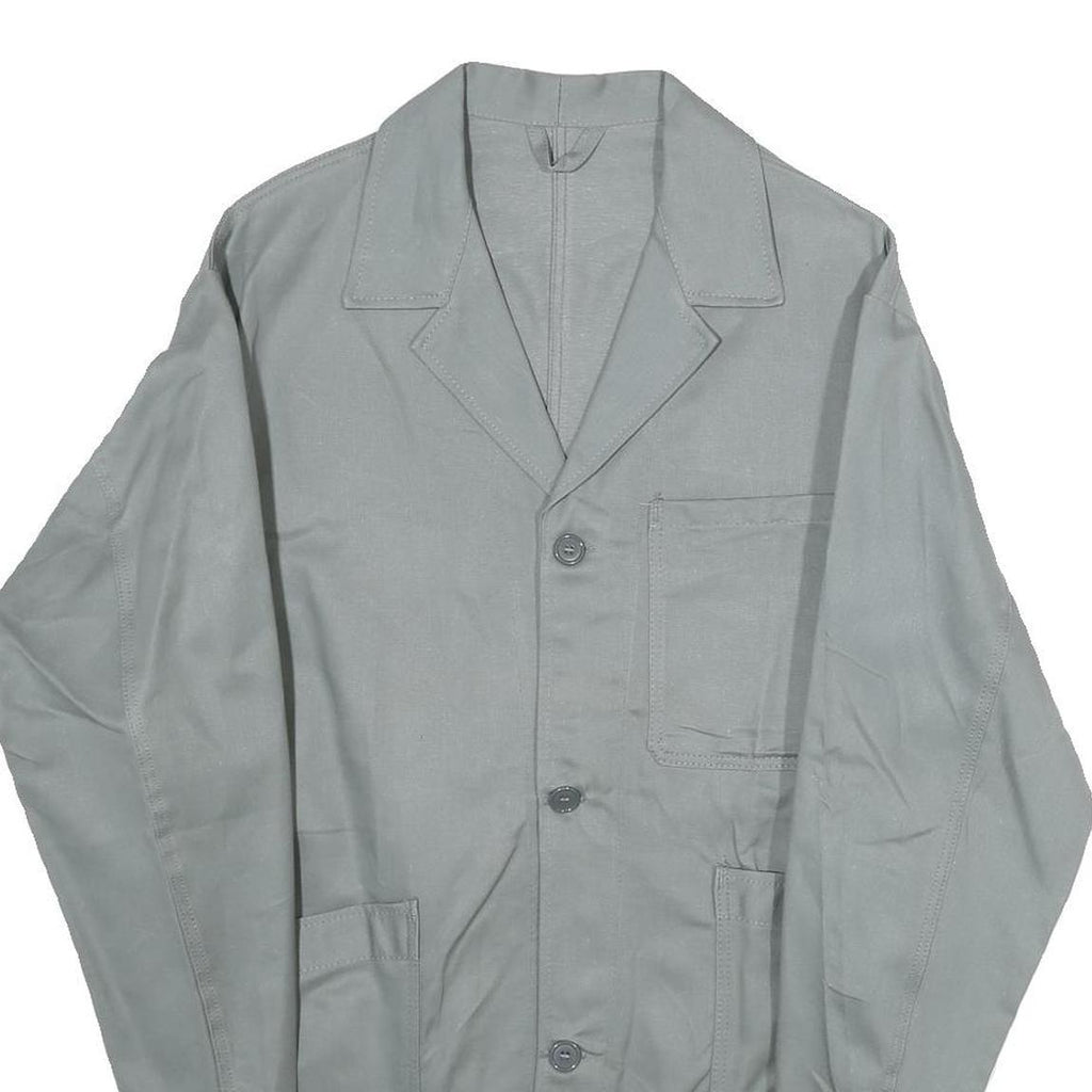Mens Grey Button Jacket M Polyester Blend Plain Workwear Classic Fit