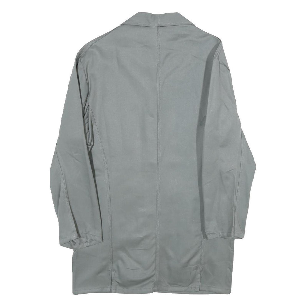 Mens Grey Button Jacket M Polyester Blend Plain Workwear Classic Fit