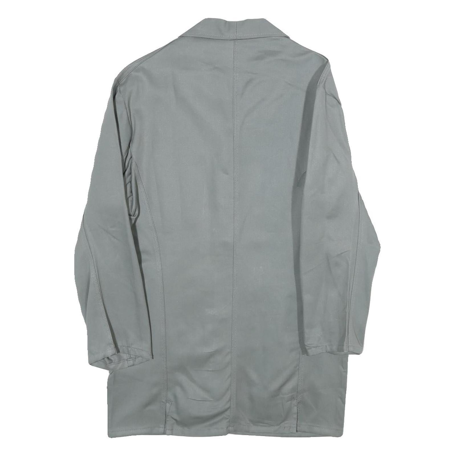 Mens Grey Button Jacket M Polyester Blend Plain Workwear Classic Fit