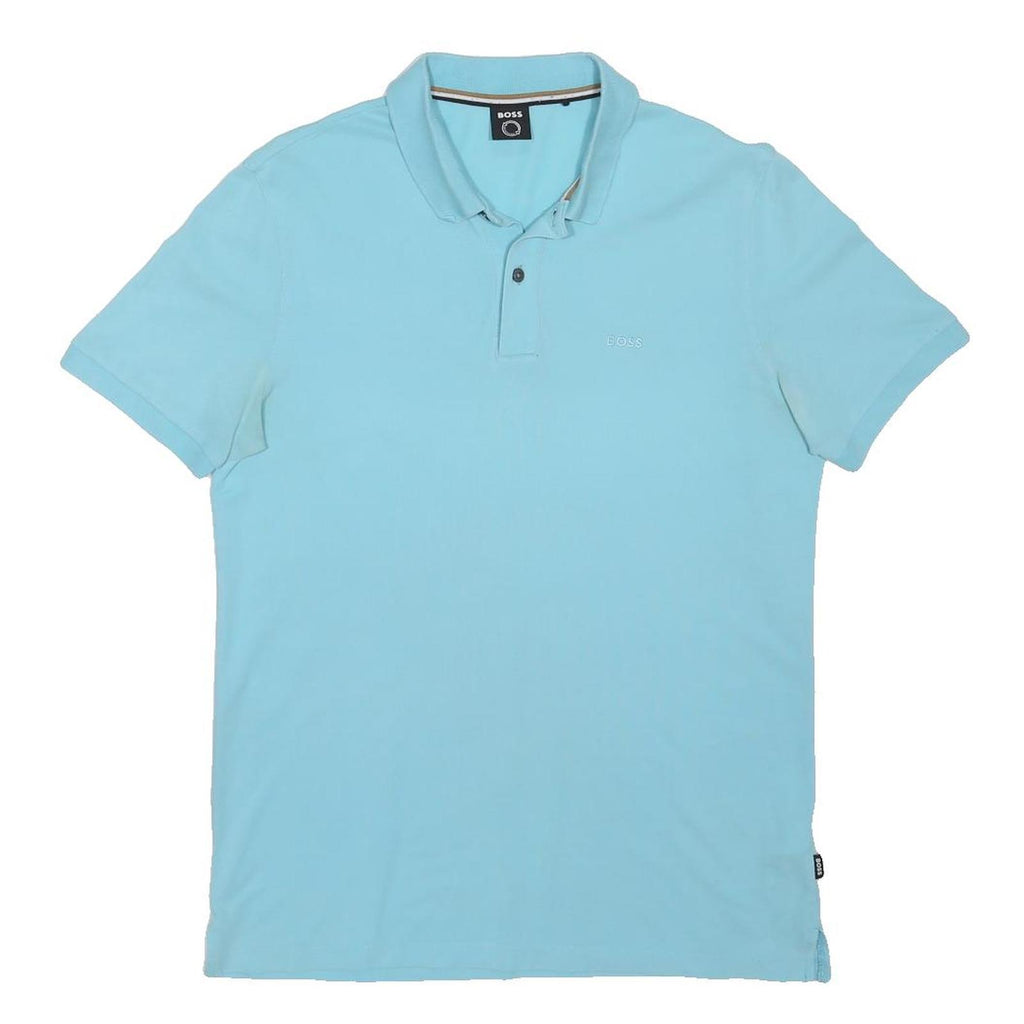 BOSS Mens Blue Short Sleeve Polo Shirt Regular Fit Cotton Blend M Casual Smart