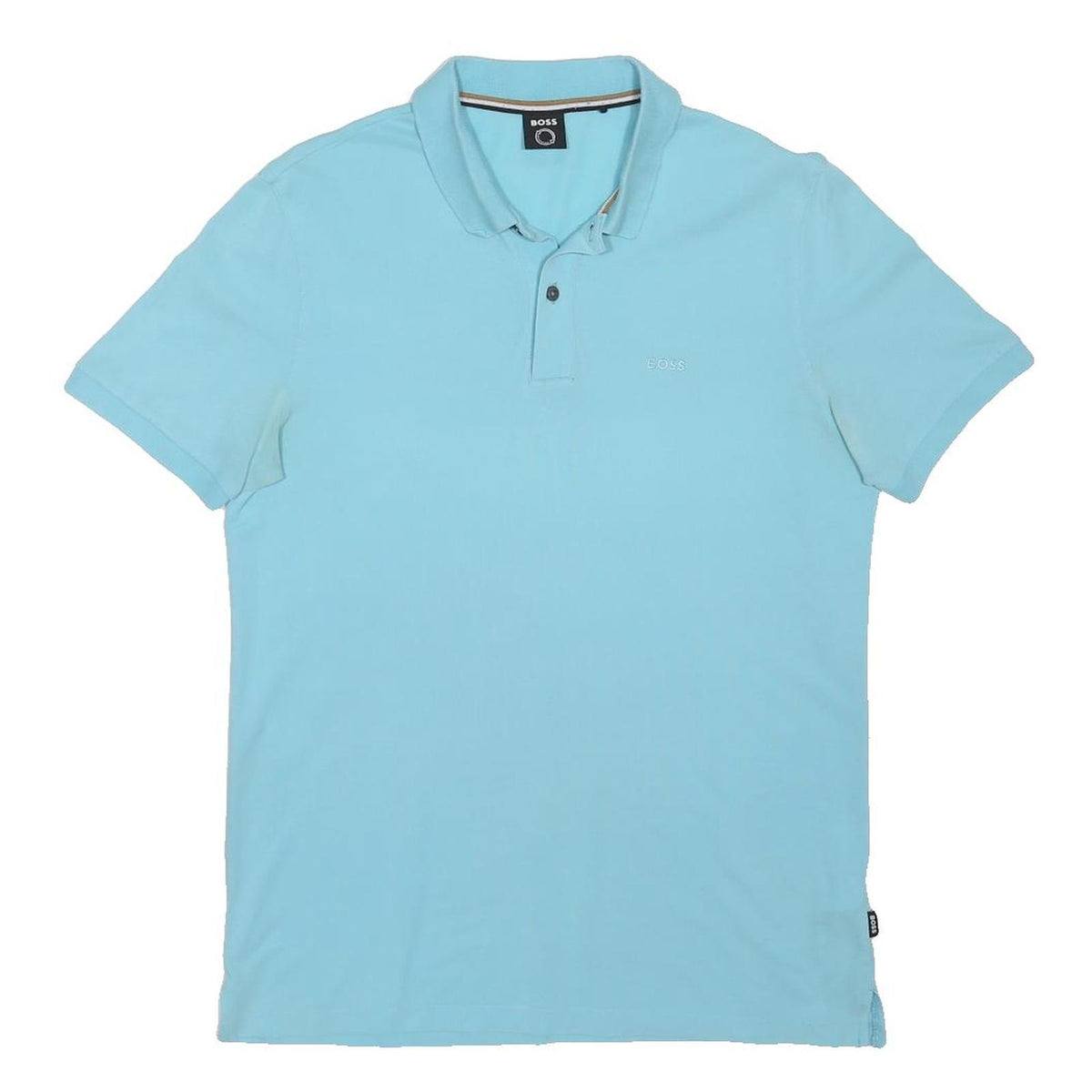 BOSS Mens Blue Short Sleeve Polo Shirt Regular Fit Cotton Blend M Casual Smart