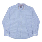 TOMMY HILFIGER Mens Blue & White Striped Shirt 2XL Regular Fit Classic