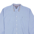 TOMMY HILFIGER Mens Blue & White Striped Shirt 2XL Regular Fit Classic