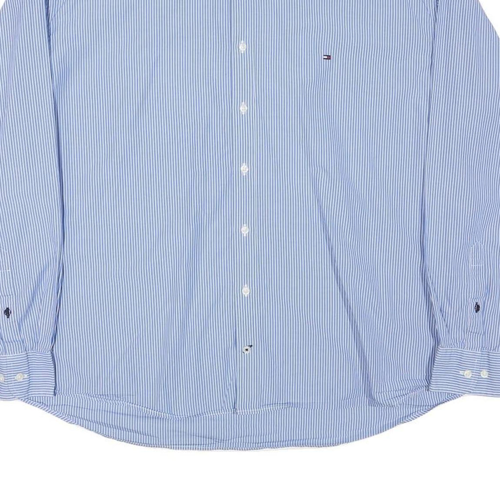 TOMMY HILFIGER Mens Blue & White Striped Shirt 2XL Regular Fit Classic