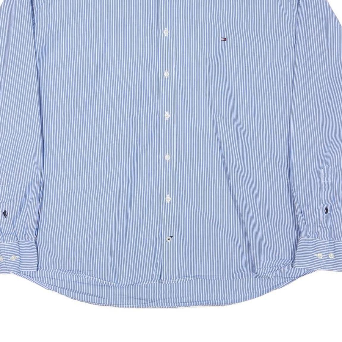 TOMMY HILFIGER Mens Blue & White Striped Shirt 2XL Regular Fit Classic