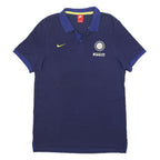 NIKE Mens Blue & Yellow Inter Milan Short Sleeve Striped Polo Shirt L Cotton