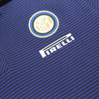 NIKE Mens Blue & Yellow Inter Milan Short Sleeve Striped Polo Shirt L Cotton