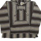 EARTH RAGZ Mens Brown & Cream Striped Pullover Hoodie S Mexican Baja Style