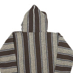 EARTH RAGZ Mens Brown & Cream Striped Pullover Hoodie S Mexican Baja Style