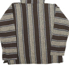 EARTH RAGZ Mens Brown & Cream Striped Pullover Hoodie S Mexican Baja Style