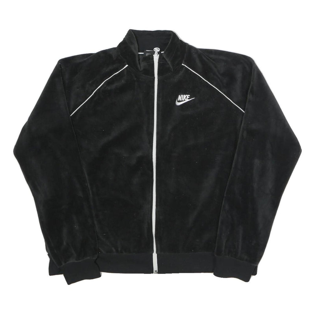 NIKE Womens Black Zip Up Track Jacket XL Polyester Blend Plain Sportswear