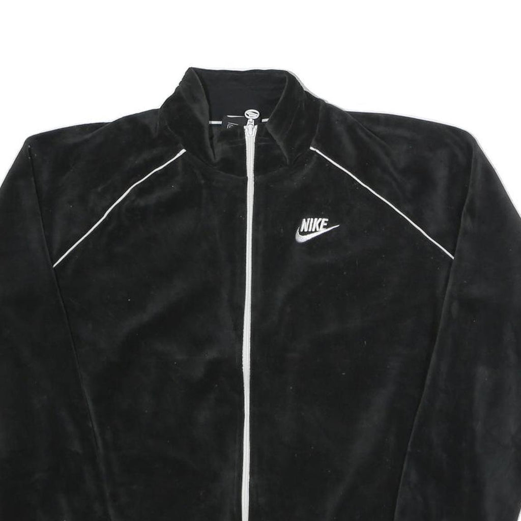 NIKE Womens Black Zip Up Track Jacket XL Polyester Blend Plain Sportswear