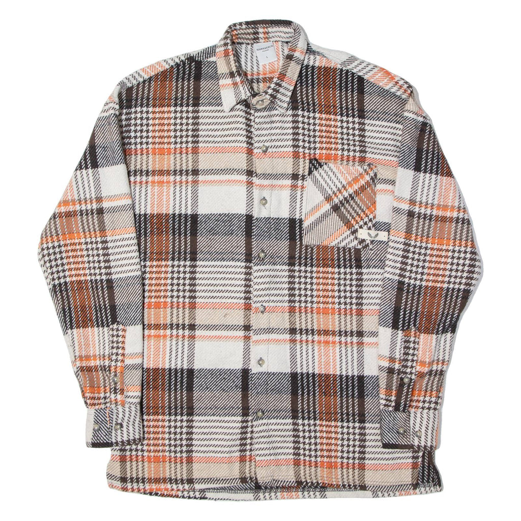 MARRAKECH Mens Shirt Orange Check Long Sleeve L