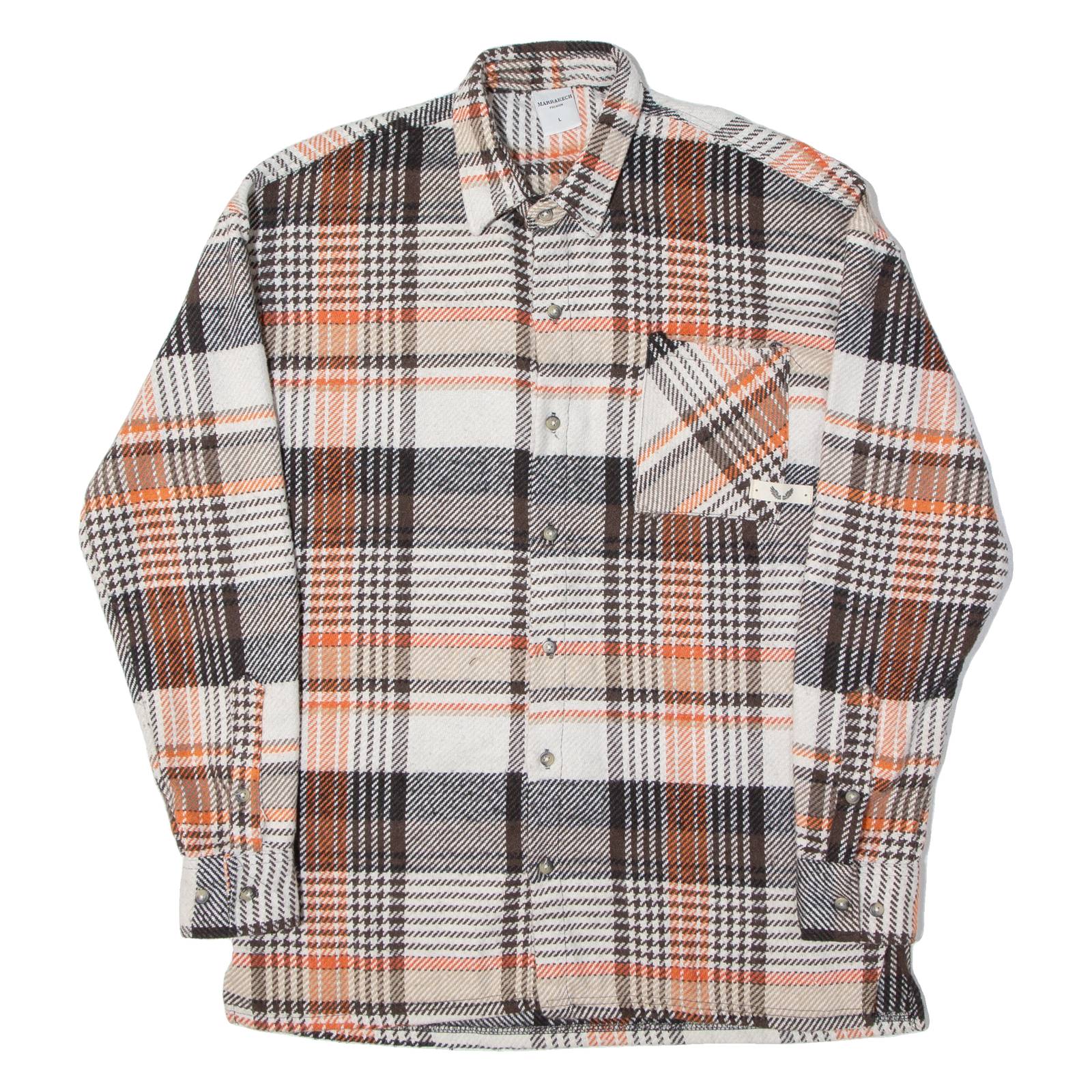 MARRAKECH Mens Shirt Orange Check Long Sleeve L
