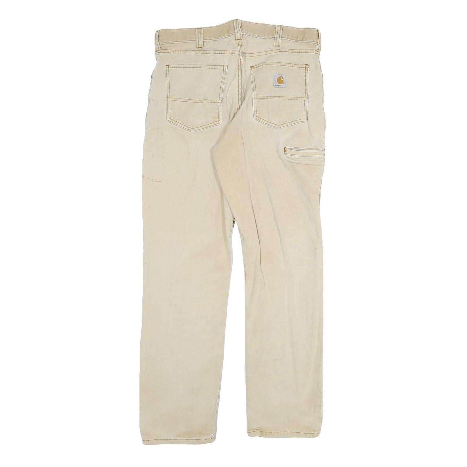 CARHARTT Mens Cotton Blend Beige Relaxed Fit Straight Leg Trousers W32 L29