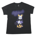 DISNEY Womens Black Happy Meowlloween Graphic T-Shirt L Short Sleeve Crew Neck