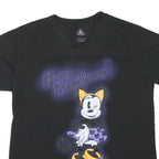 DISNEY Womens Black Happy Meowlloween Graphic T-Shirt L Short Sleeve Crew Neck