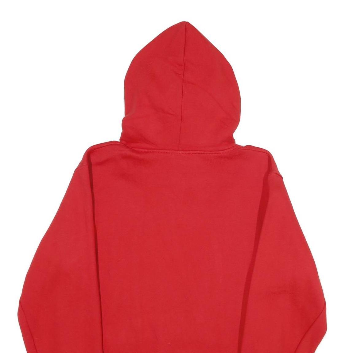 FP142 Mens Red Hoodie M Cotton Blend Pullover Drawstring Pocket Casual