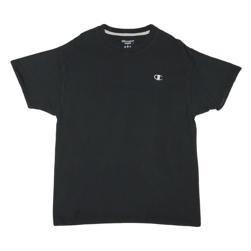 CHAMPION Mens Black Classic T-Shirt L Short Sleeve Crew Neck Cotton Blend