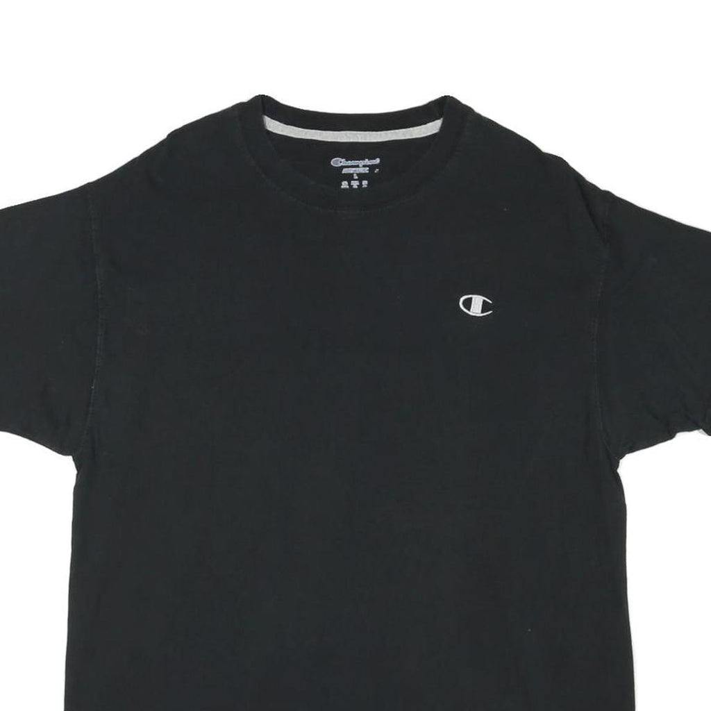 CHAMPION Mens Black Classic T-Shirt L Short Sleeve Crew Neck Cotton Blend