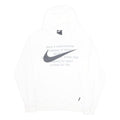 NIKE Mens White Cotton Blend Hoodie L Printed Logo Pullover Sweatshirt