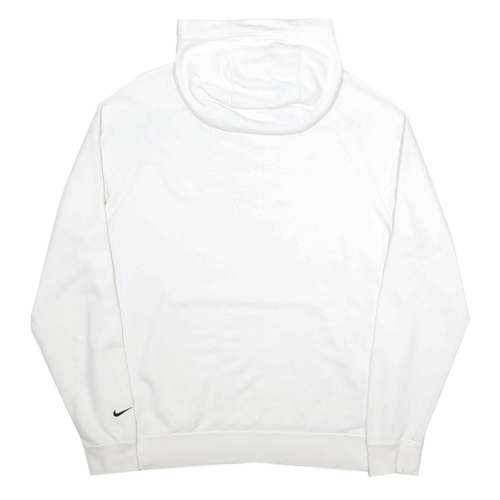 NIKE Mens White Cotton Blend Hoodie L Printed Logo Pullover Sweatshirt