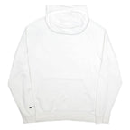 NIKE Mens White Cotton Blend Hoodie L Printed Logo Pullover Sweatshirt