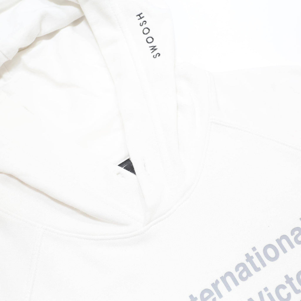 NIKE Mens White Cotton Blend Hoodie L Printed Logo Pullover Sweatshirt