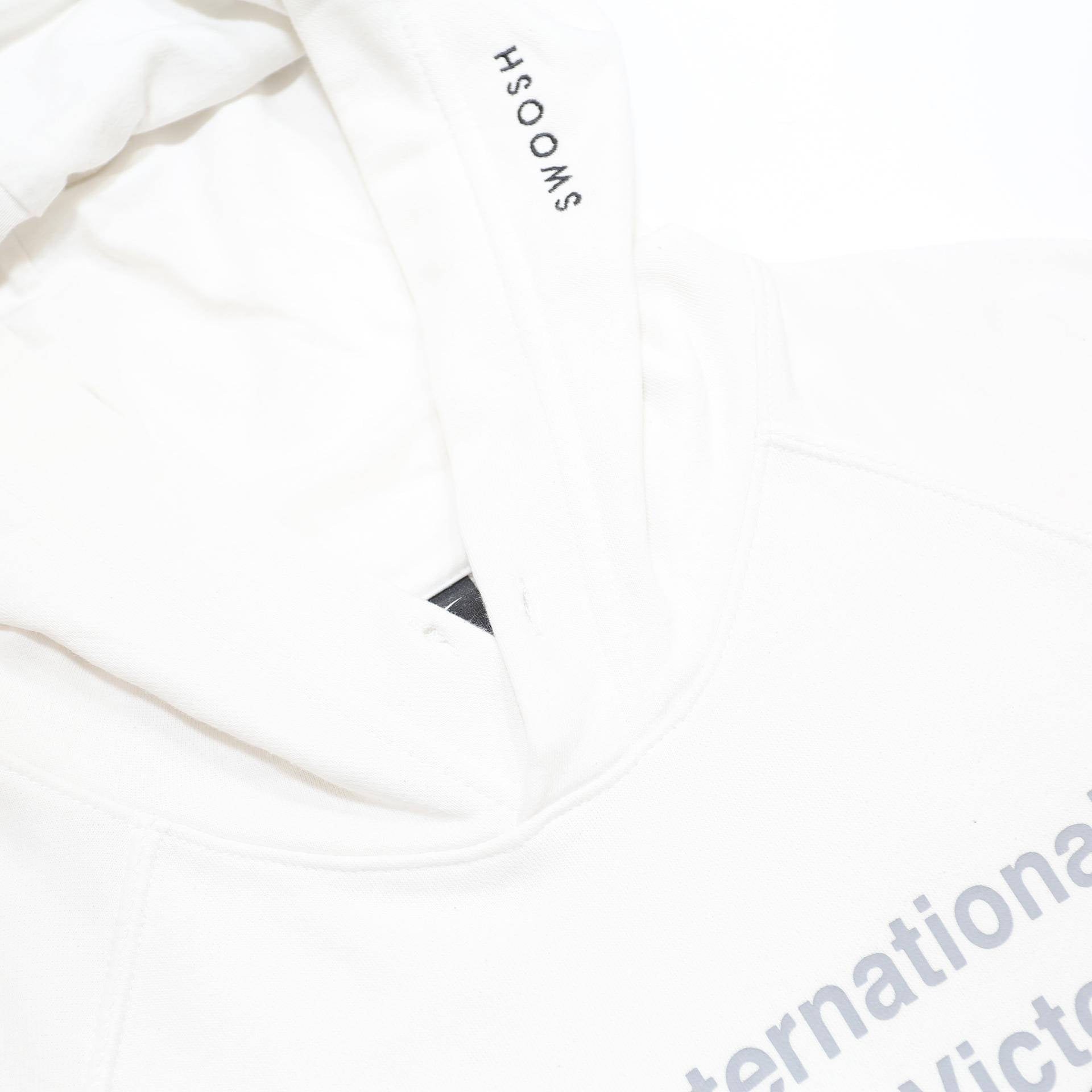 NIKE Mens White Cotton Blend Hoodie L Printed Logo Pullover Sweatshirt