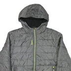REEBOK Womens Grey Hooded Zip Jacket M Polyester Blend Quilted Lightweight