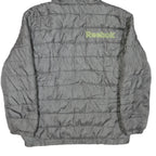 REEBOK Womens Grey Hooded Zip Jacket M Polyester Blend Quilted Lightweight