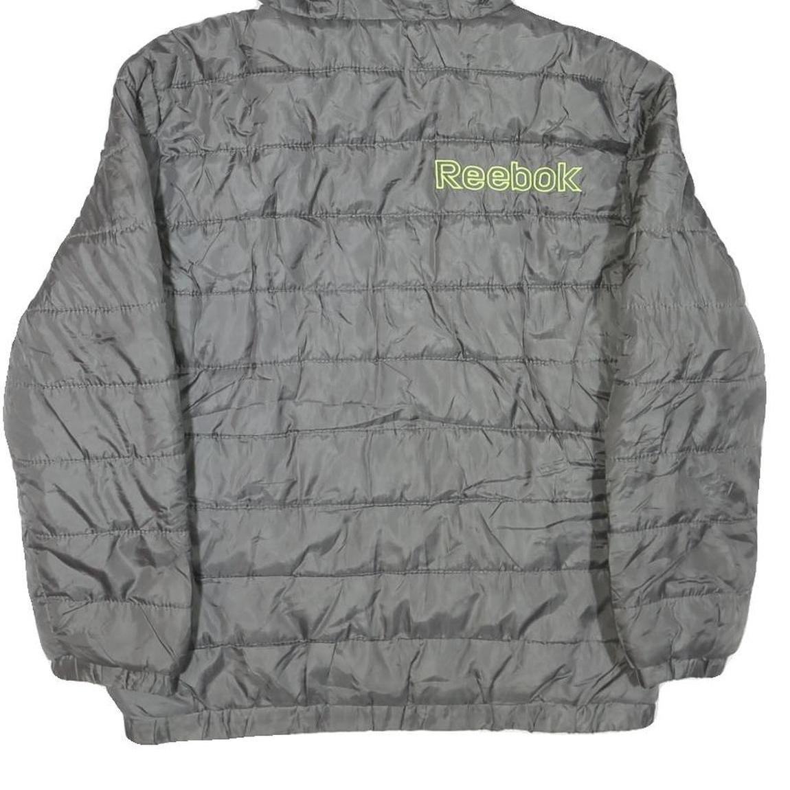 REEBOK Womens Grey Hooded Zip Jacket M Polyester Blend Quilted Lightweight