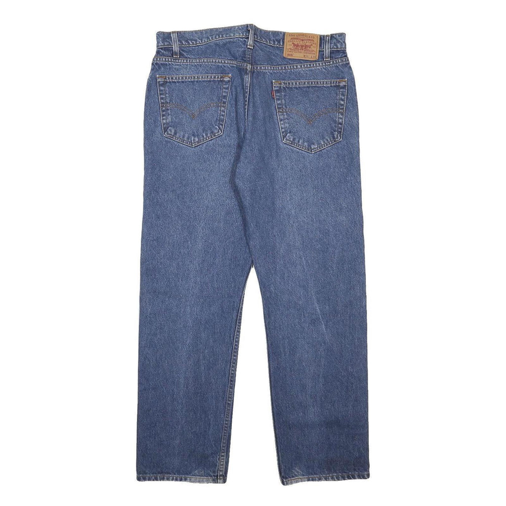 LEVI'S 505 Mens Jeans Blue Regular Straight Denim Medium W36 L30 Classic Zip