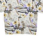 SCHILD Womens White & Purple Printed Top Short Sleeve Round Neck XL Relaxed Fit