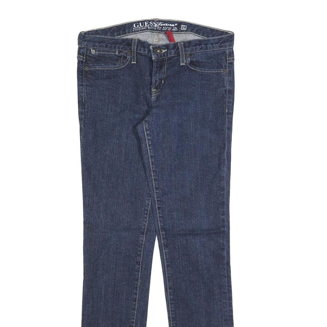 GUESS Womens Dark Blue Slim Straight Denim Jeans W28 L32 Stretch Cotton Blend