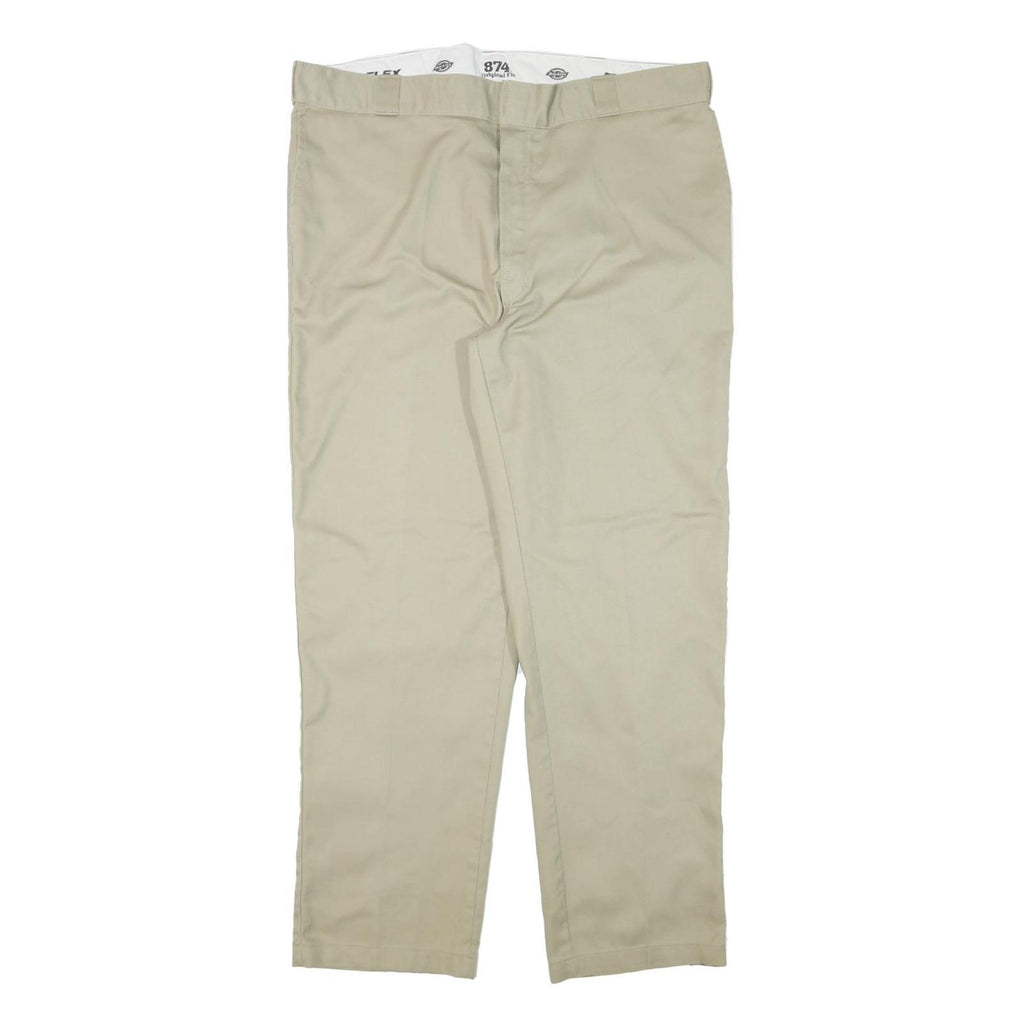 DICKIES Mens Regular Fit Beige Cotton Blend Regular Leg Trousers W41 L31