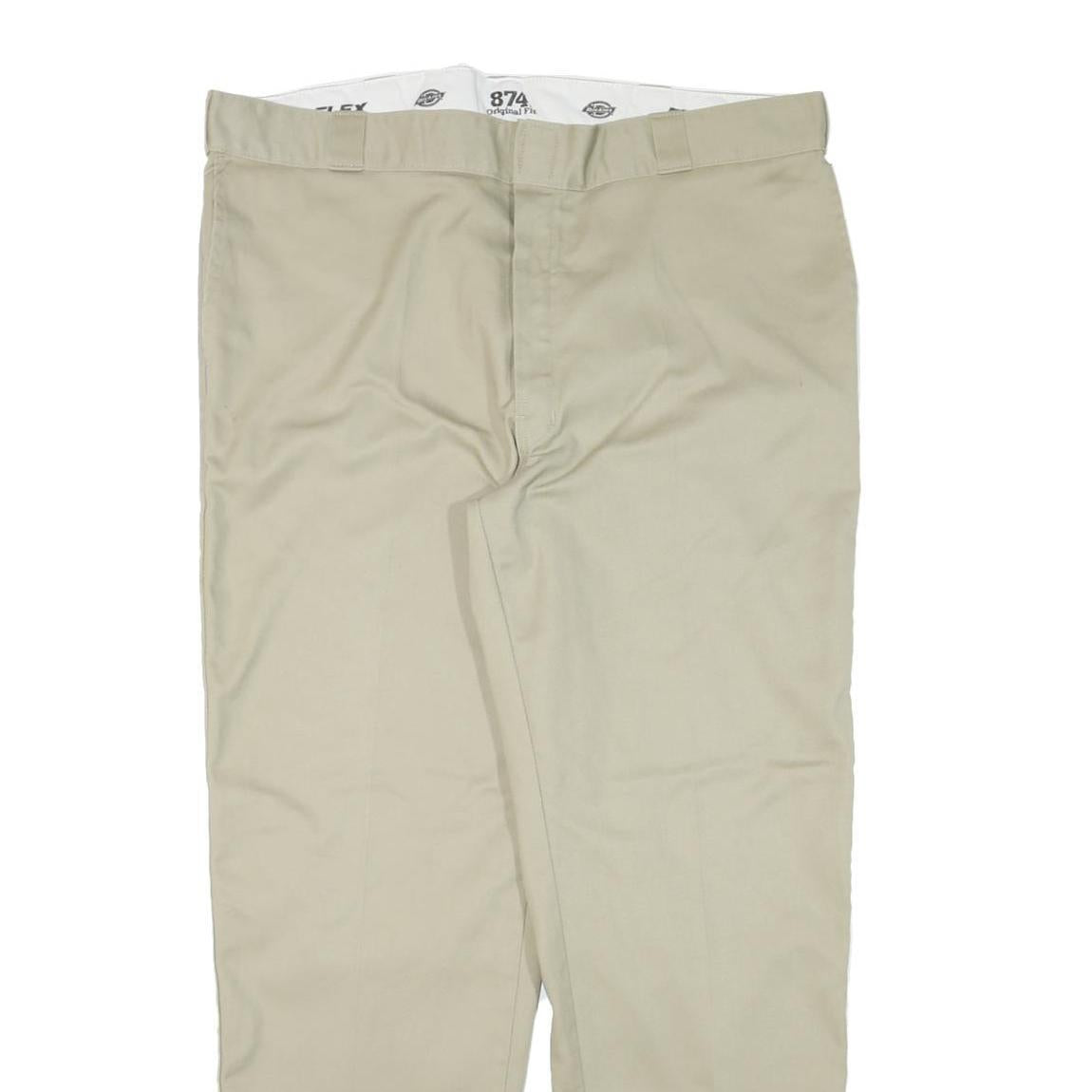 DICKIES Mens Regular Fit Beige Cotton Blend Regular Leg Trousers W41 L31