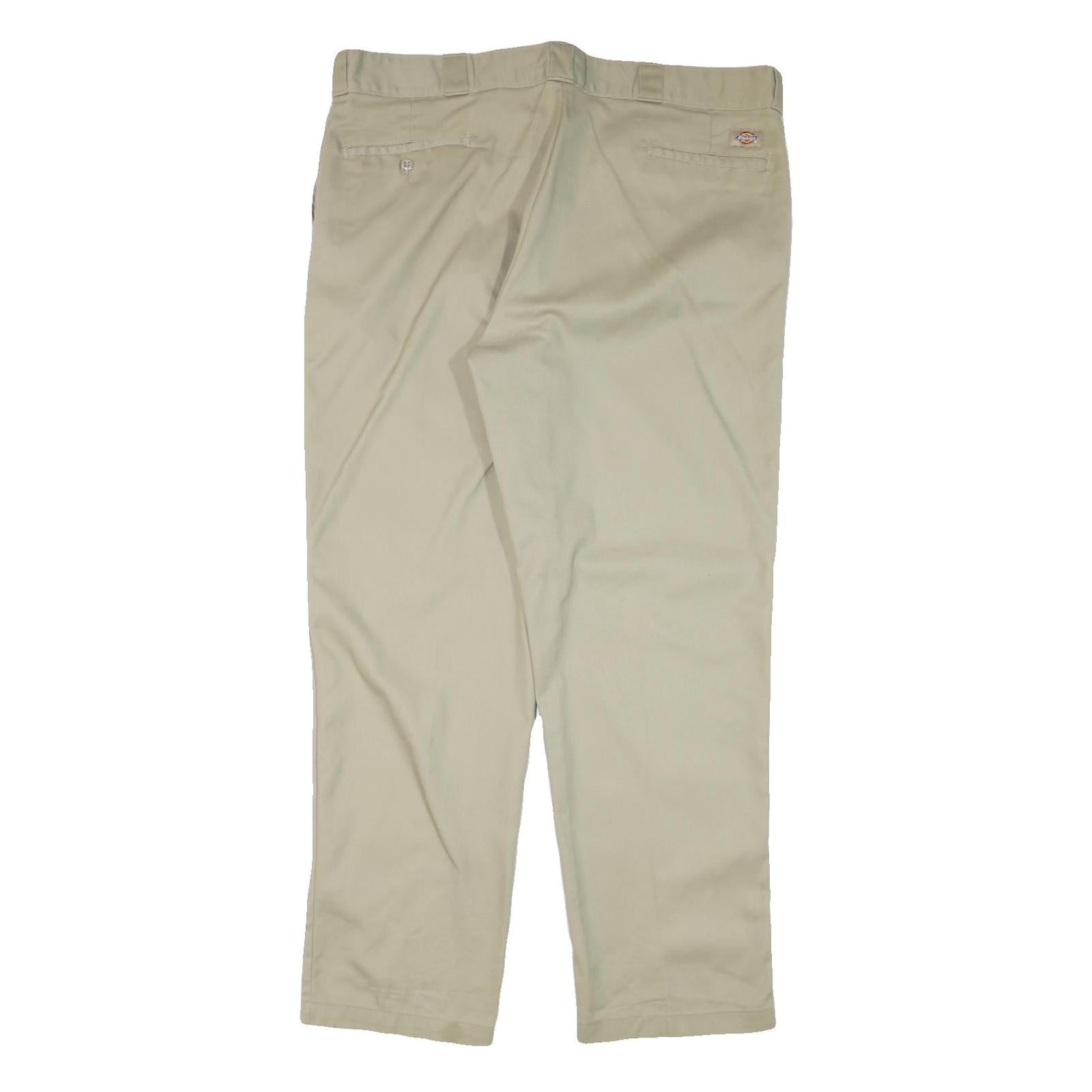 DICKIES Mens Regular Fit Beige Cotton Blend Regular Leg Trousers W41 L31