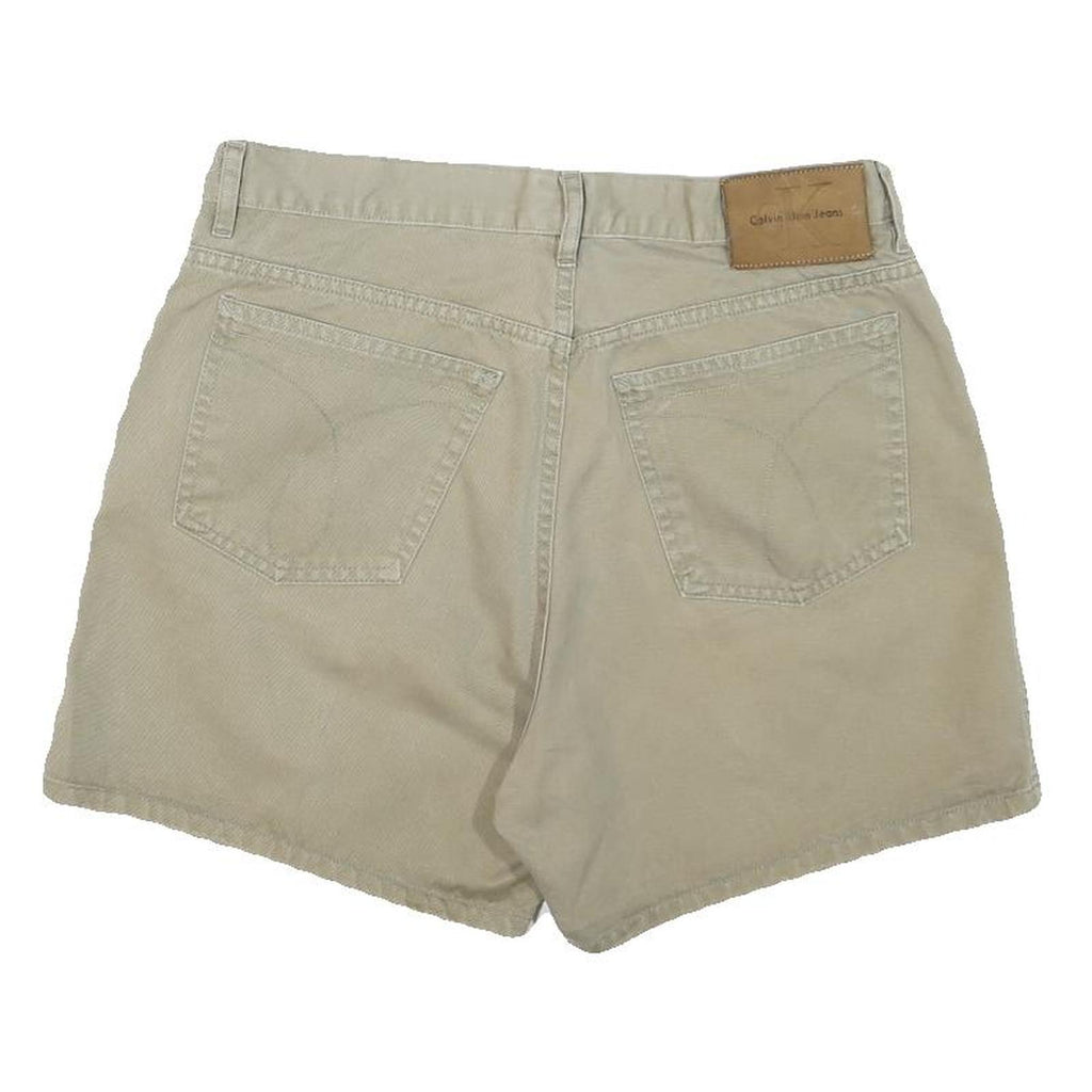 CALVIN KLEIN JEANS Womens Shorts Beige Casual Plain UK 12 W32 Summer Cotton