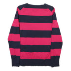 TOMMY HILFIGER Womens Red & Navy Patterned V-Neck Regular Fit Jumper M Cotton