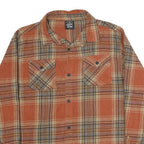 ORIGINAL DELUXE Mens Orange Beige Checked Shirt M Cotton Long Sleeve Button Up