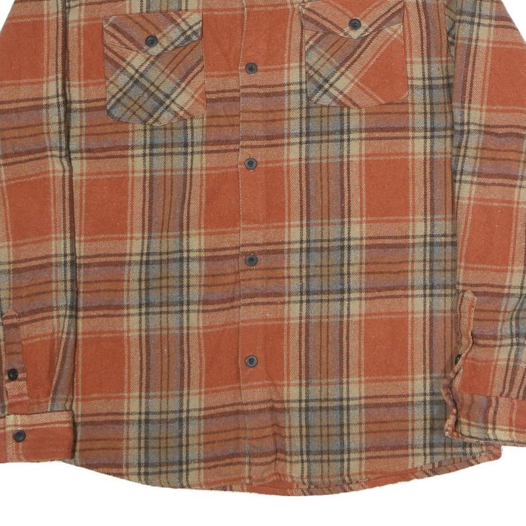 ORIGINAL DELUXE Mens Orange Beige Checked Shirt M Cotton Long Sleeve Button Up