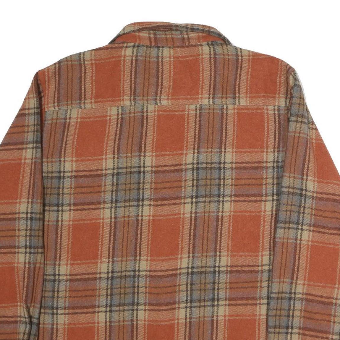 ORIGINAL DELUXE Mens Orange Beige Checked Shirt M Cotton Long Sleeve Button Up
