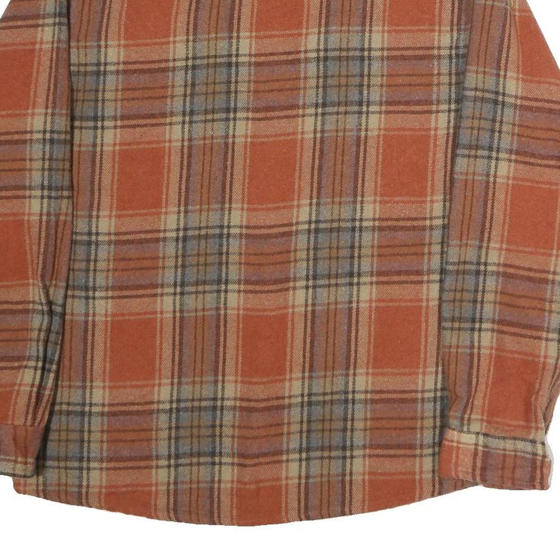 ORIGINAL DELUXE Mens Orange Beige Checked Shirt M Cotton Long Sleeve Button Up