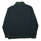 TOMMY HILFIGER Mens Green & Navy Check Patterned Jumper Half Zip Crew Neck