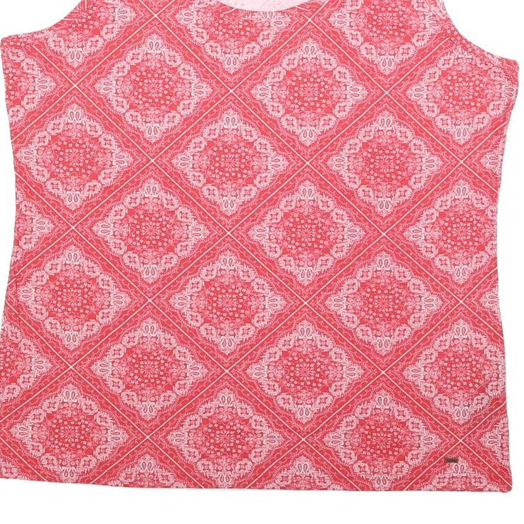 TOMMY HILFIGER Womens Red Printed Sleeveless Round Neck Top XL Cotton Blend