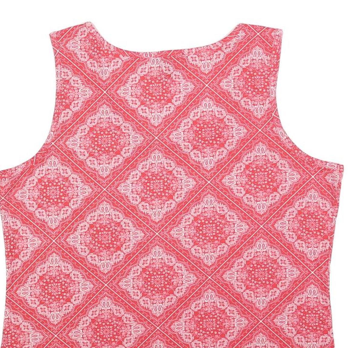 TOMMY HILFIGER Womens Red Printed Sleeveless Round Neck Top XL Cotton Blend
