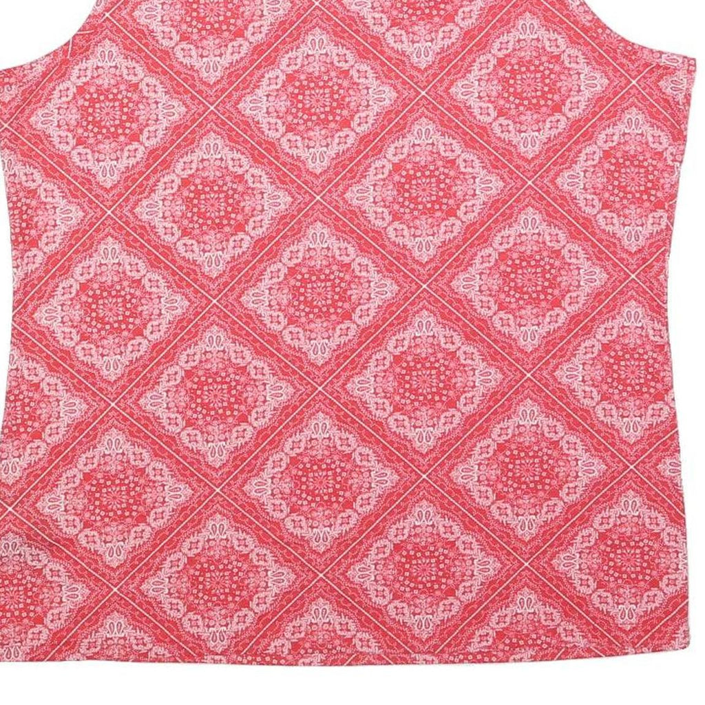 TOMMY HILFIGER Womens Red Printed Sleeveless Round Neck Top XL Cotton Blend